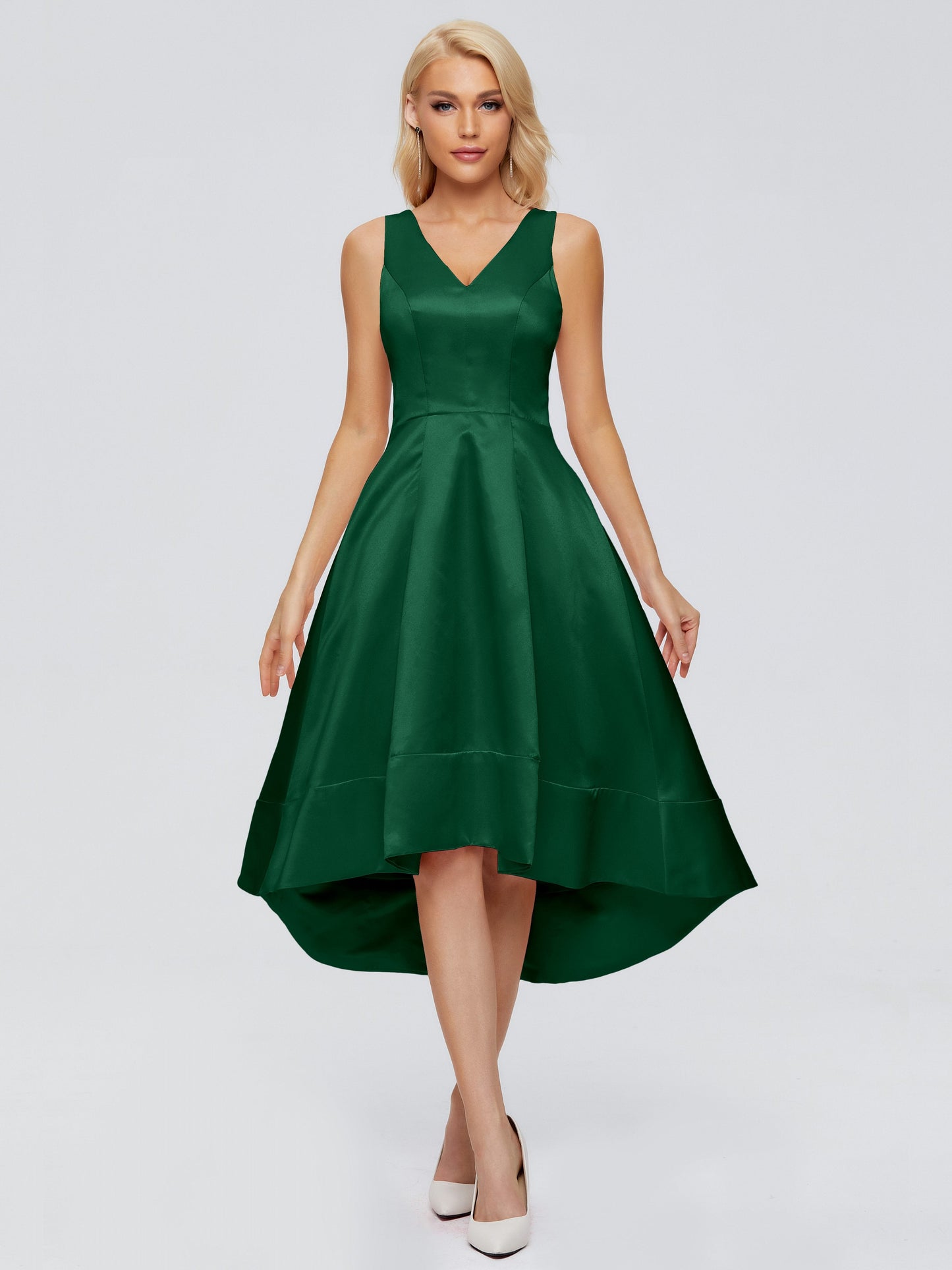 Ashley Straps Knee-length Satin Bridesmaid Dress