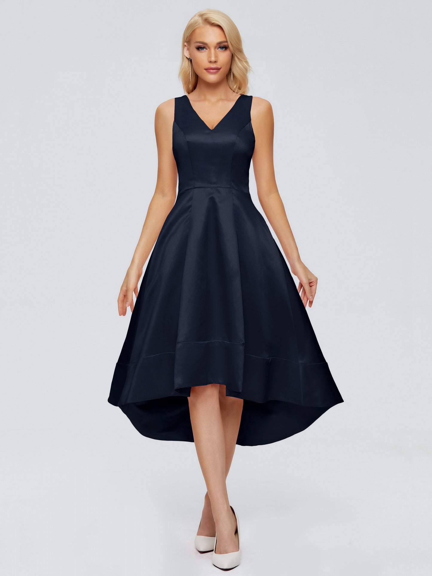 Ashley Straps Knee-length Satin Bridesmaid Dress