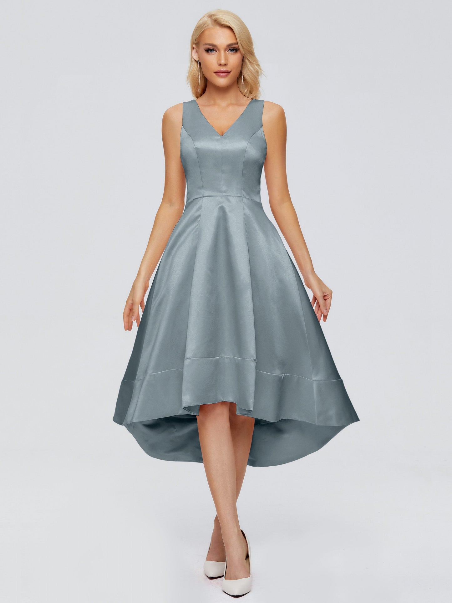 Ashley Straps Knee-length Satin Bridesmaid Dress