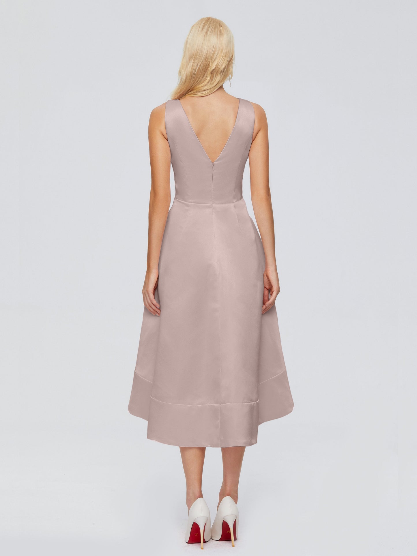 Ashley Straps Knee-length Satin Bridesmaid Dress