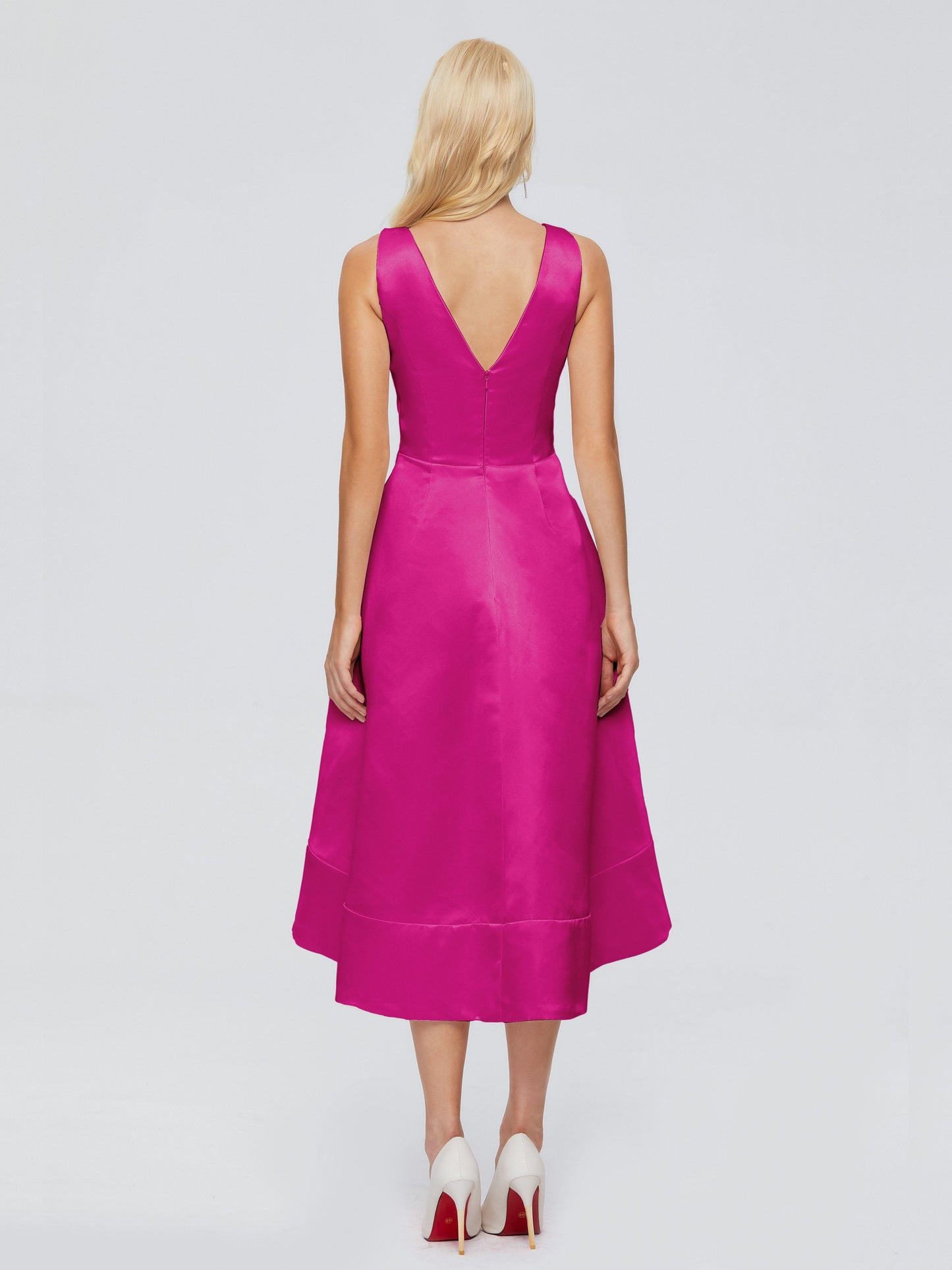 Ashley Straps Knee-length Satin Bridesmaid Dress