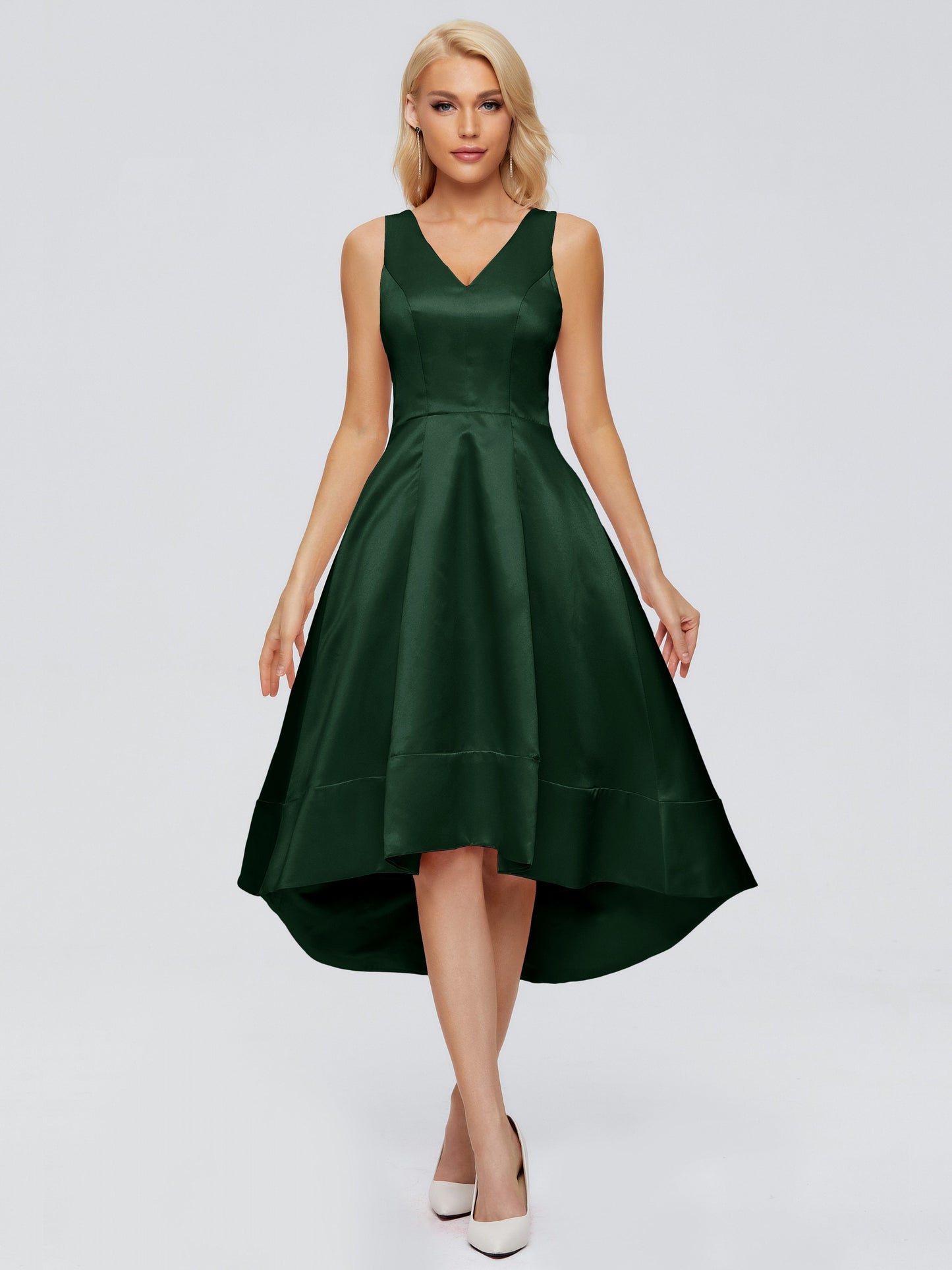 Ashley Straps Knee-length Satin Bridesmaid Dress