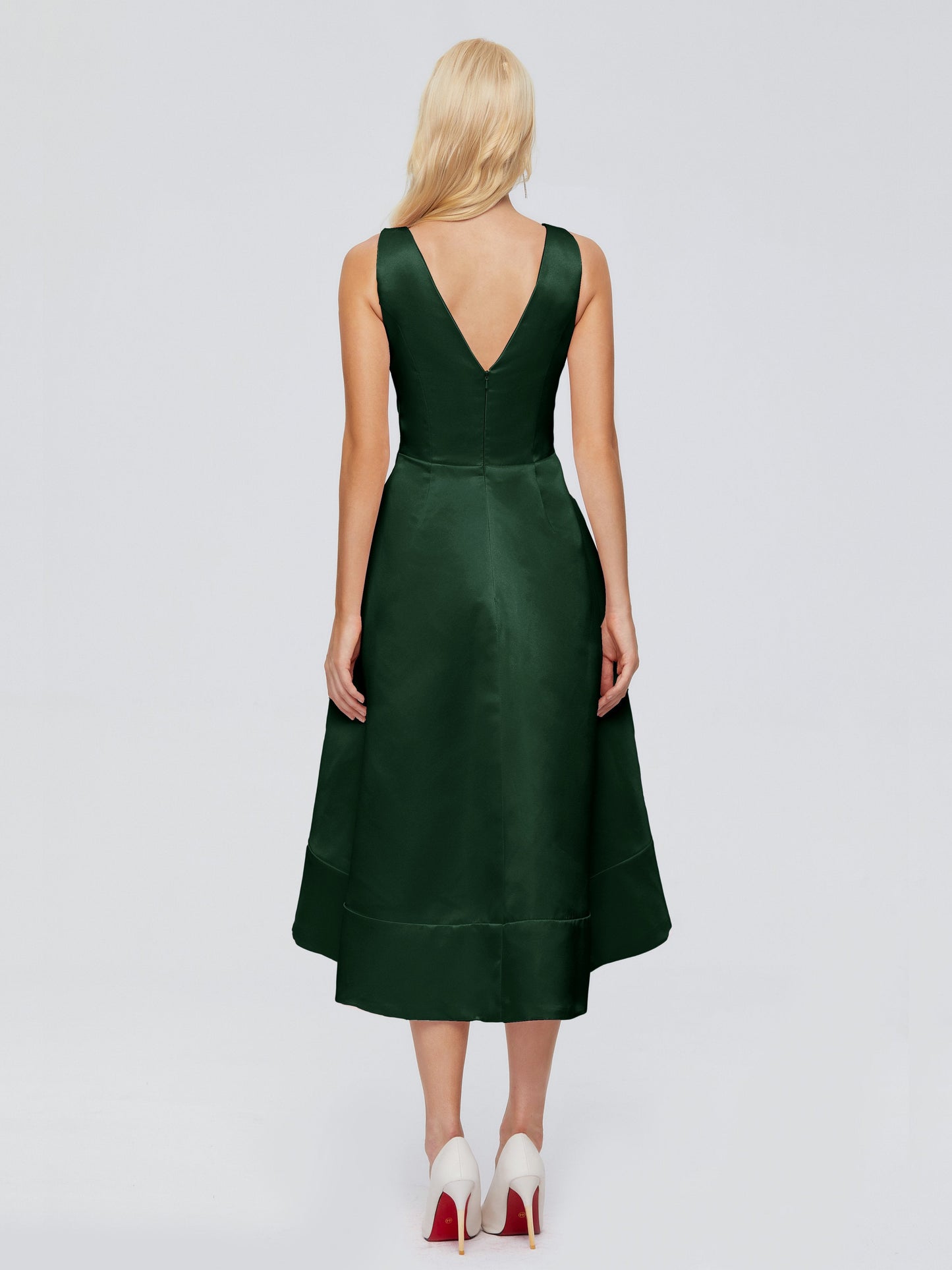 Ashley Straps Knee-length Satin Bridesmaid Dress
