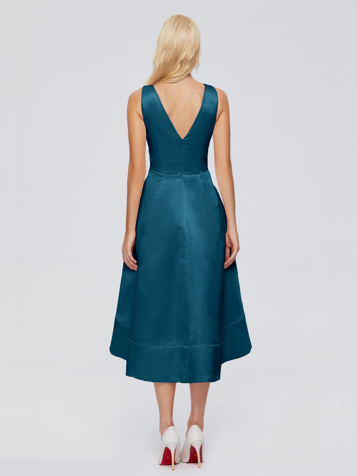 Ashley Straps Knee-length Satin Bridesmaid Dress