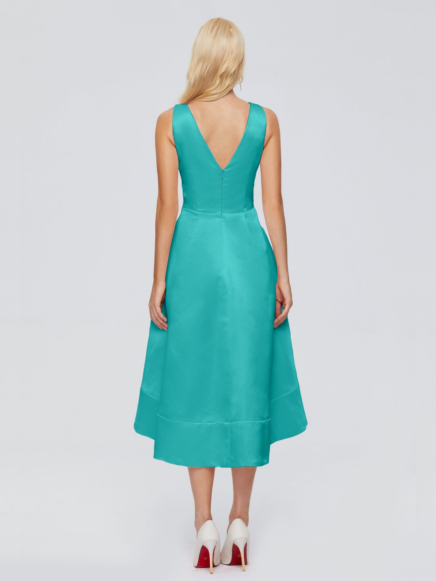 Ashley Straps Knee-length Satin Bridesmaid Dress