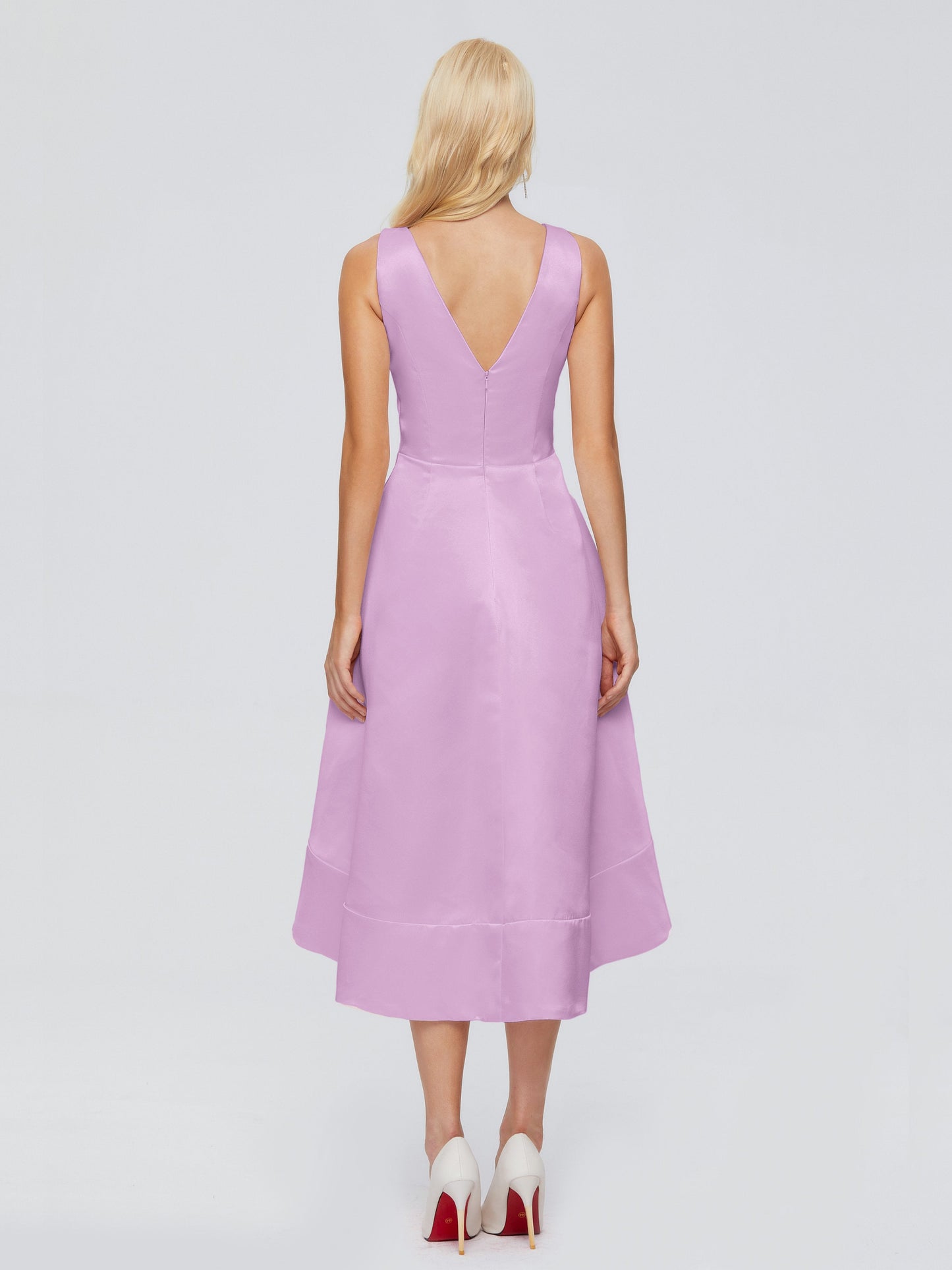 Ashley Straps Knee-length Satin Bridesmaid Dress
