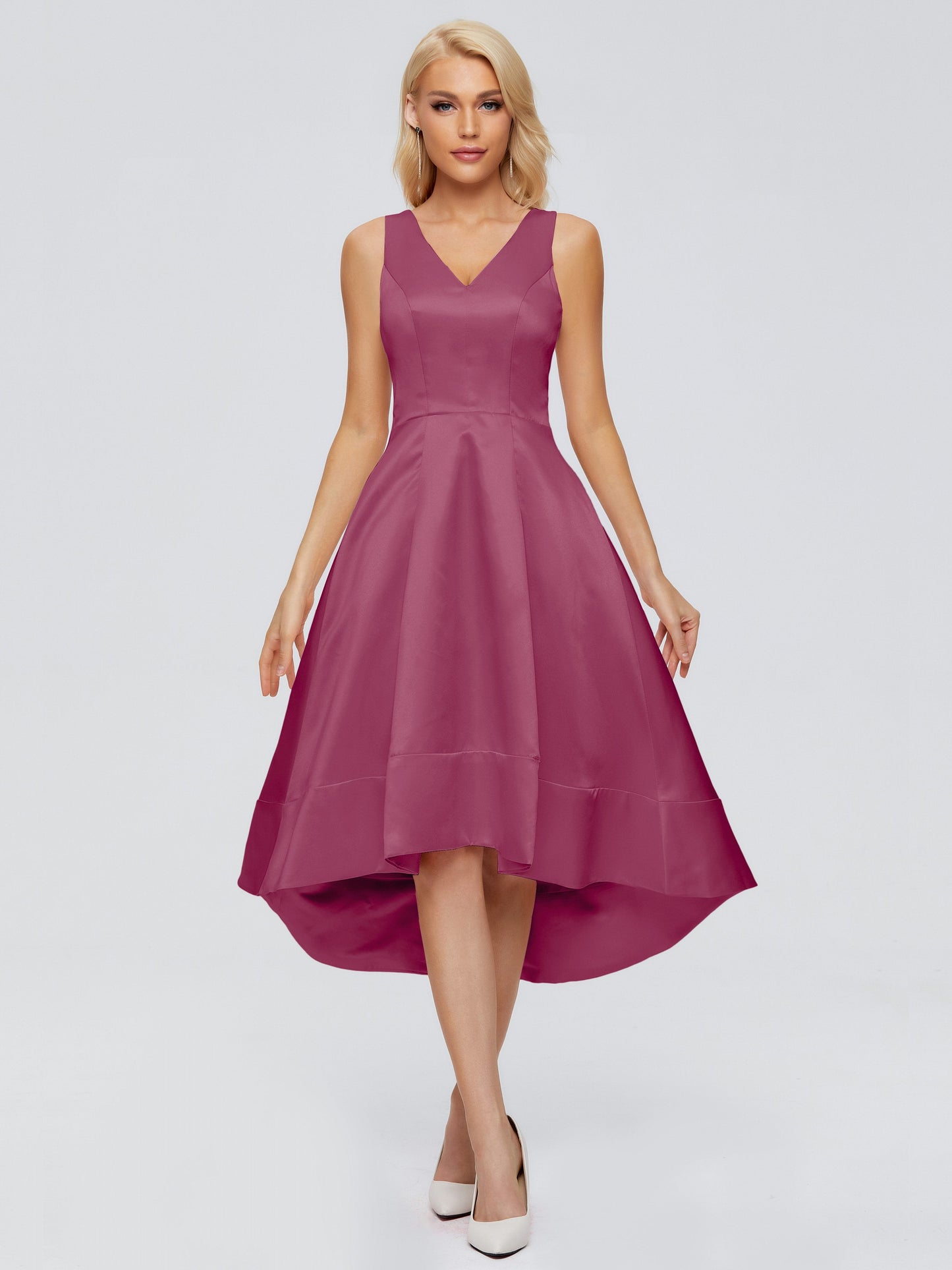 Ashley Straps Knee-length Satin Bridesmaid Dress