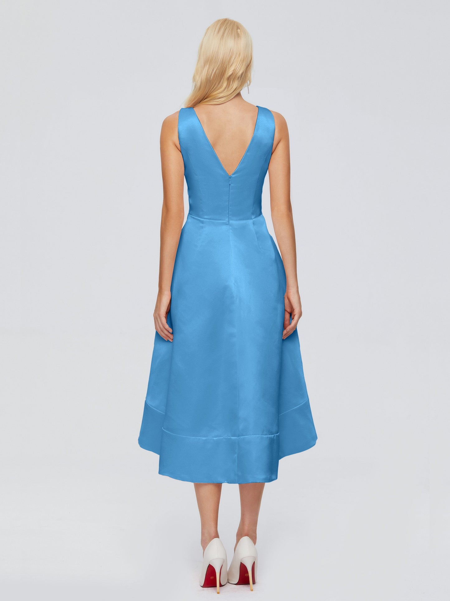 Ashley Straps Knee-length Satin Bridesmaid Dress
