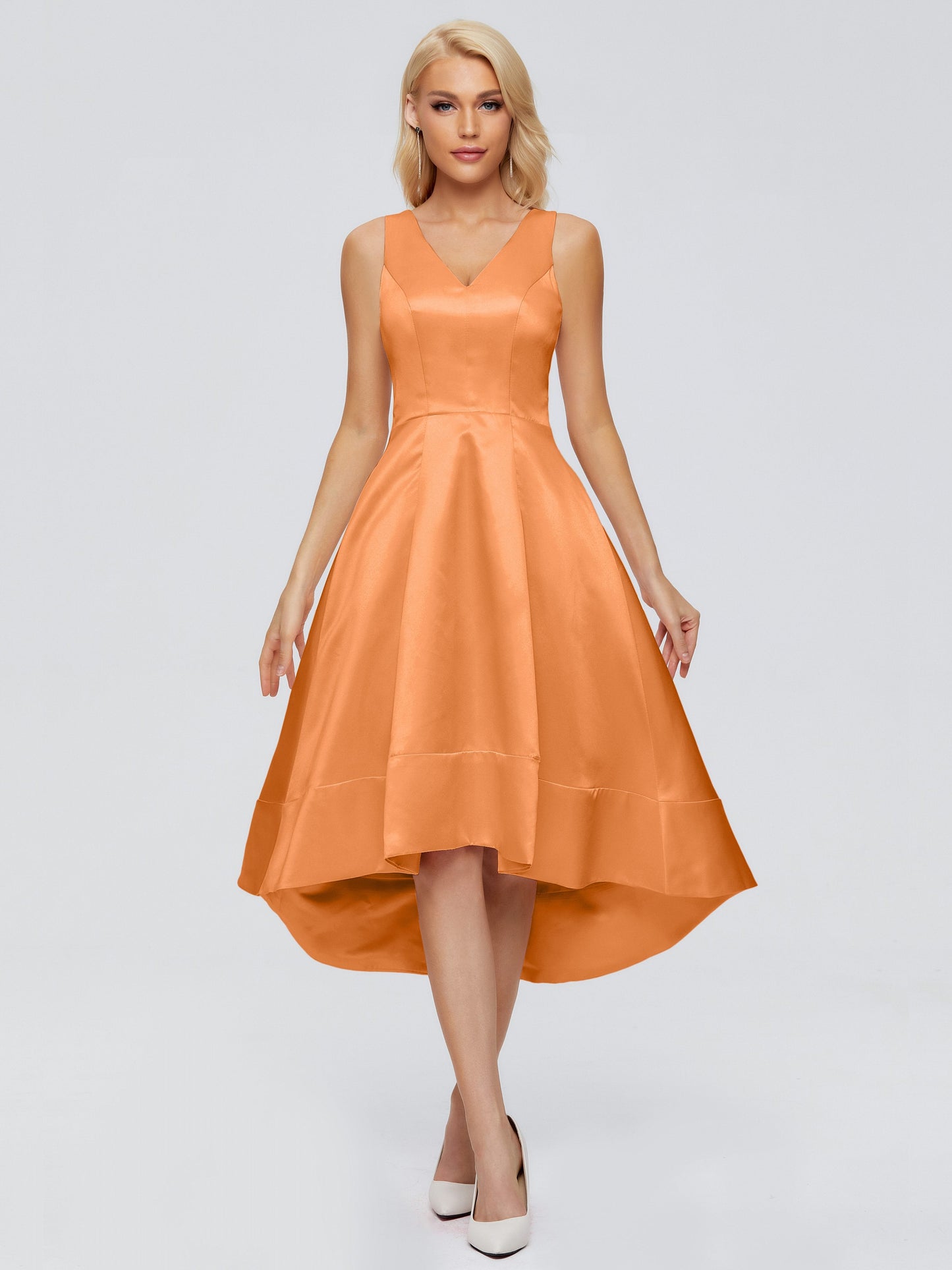 Ashley Straps Knee-length Satin Bridesmaid Dress