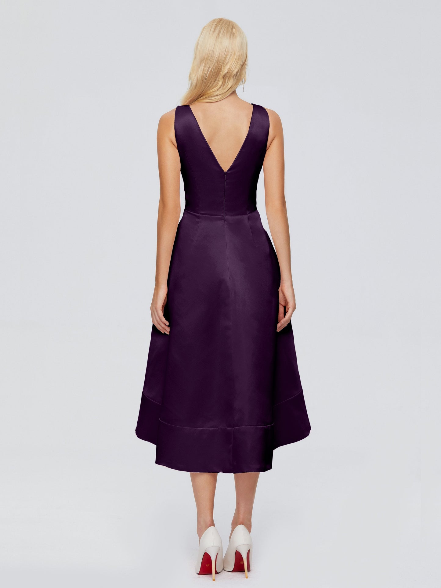Ashley Straps Knee-length Satin Bridesmaid Dress