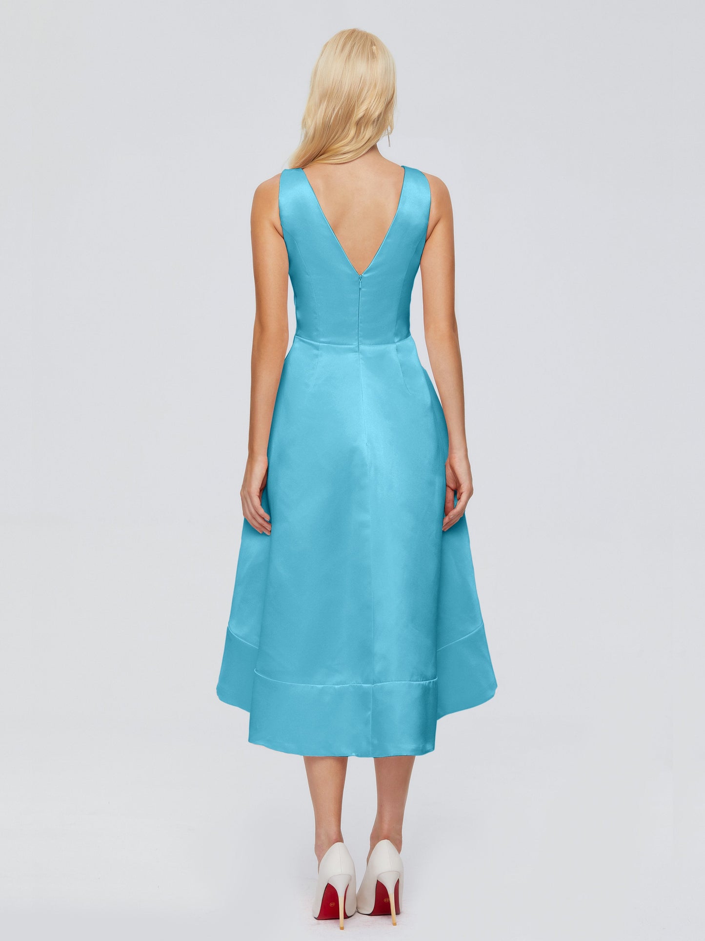 Ashley Straps Knee-length Satin Bridesmaid Dress