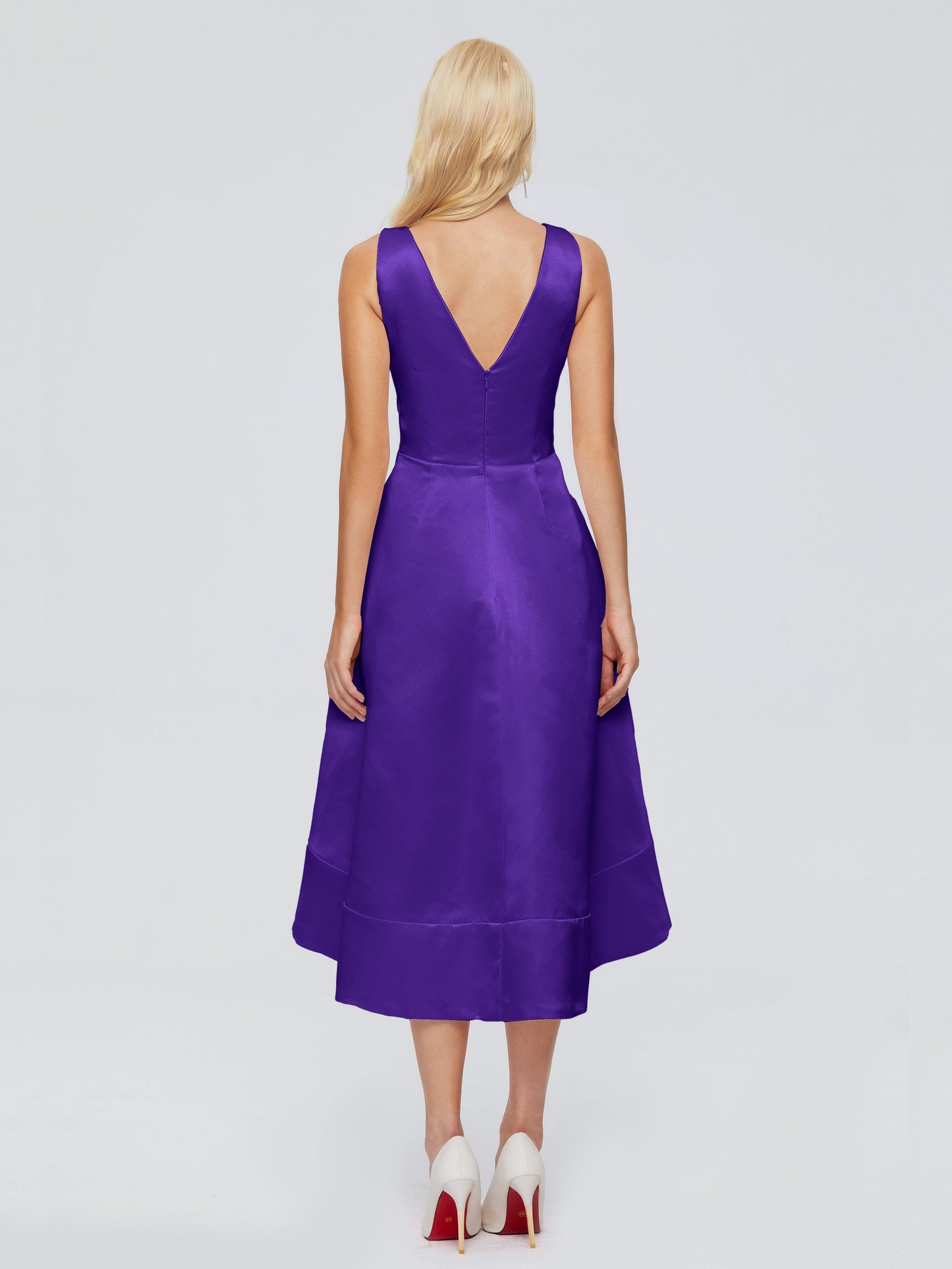 Ashley Straps Knee-length Satin Bridesmaid Dress