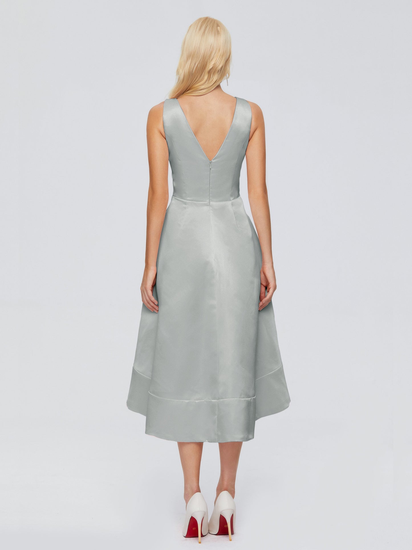 Ashley Straps Knee-length Satin Bridesmaid Dress