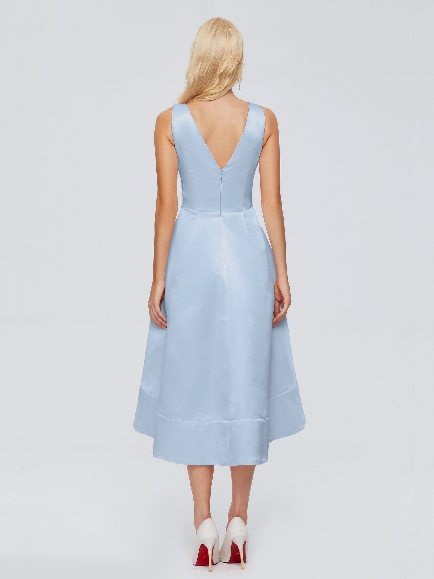Ashley Straps Knee-length Satin Bridesmaid Dress