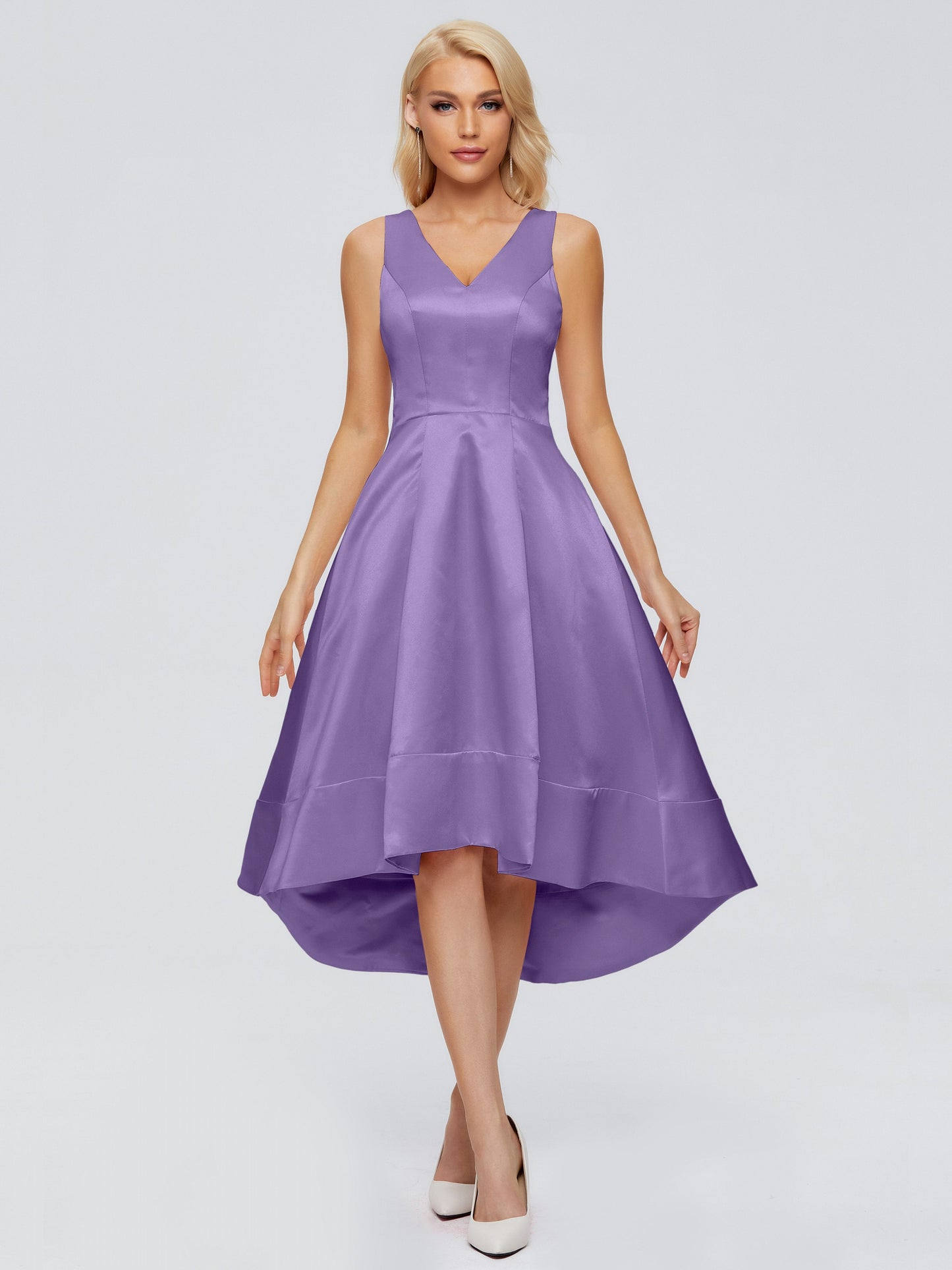 Ashley Straps Knee-length Satin Bridesmaid Dress