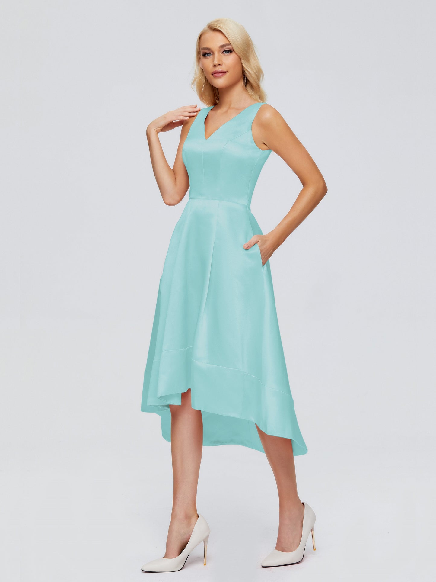 Ashley Straps Knee-length Satin Bridesmaid Dress