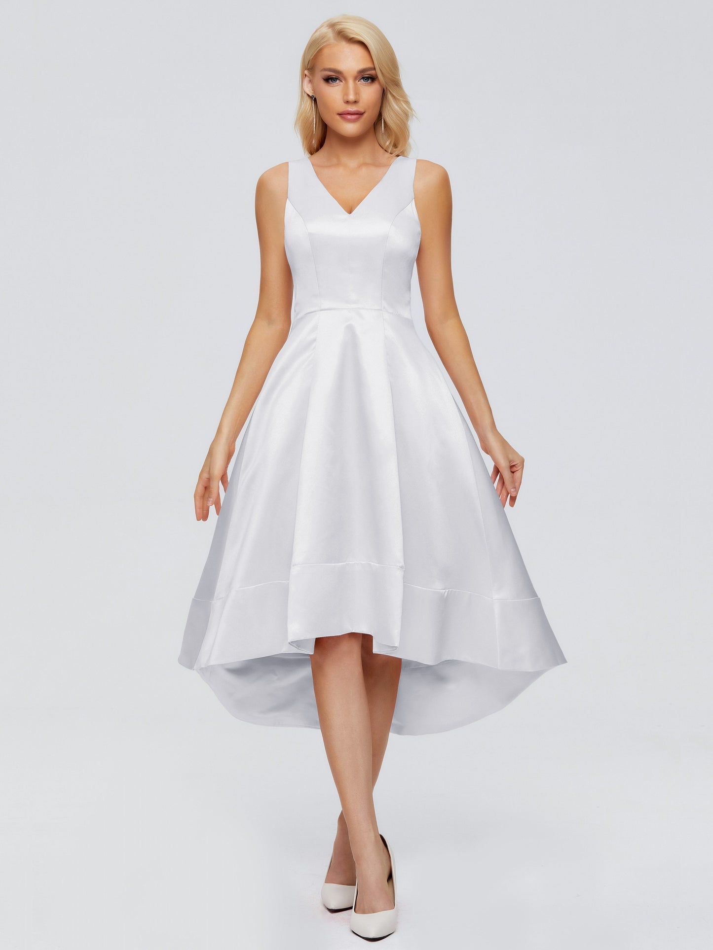 Ashley Straps Knee-length Satin Bridesmaid Dress