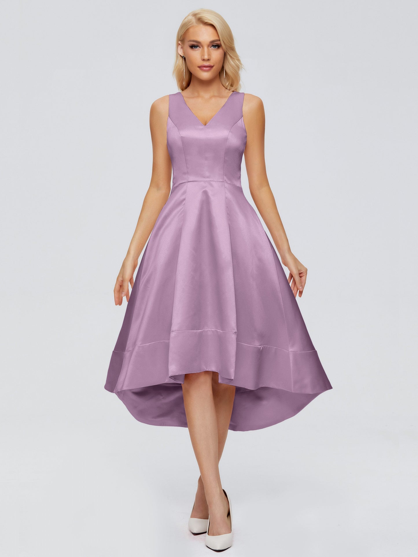 Ashley Straps Knee-length Satin Bridesmaid Dress