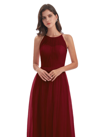 Carla Floor Length Halter Tulle Bridesmaid Dresses