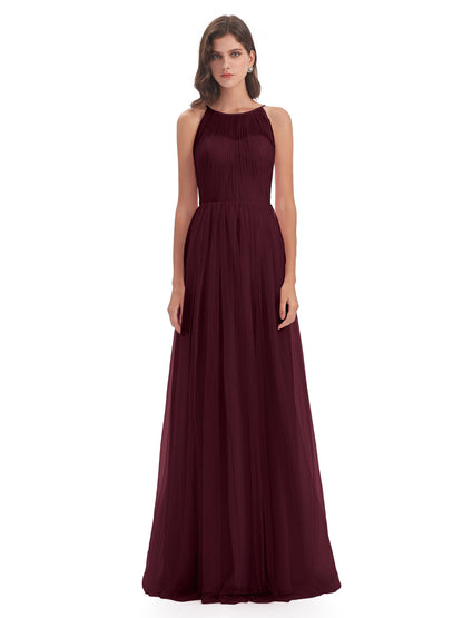 Carla Floor Length Halter Tulle Bridesmaid Dresses