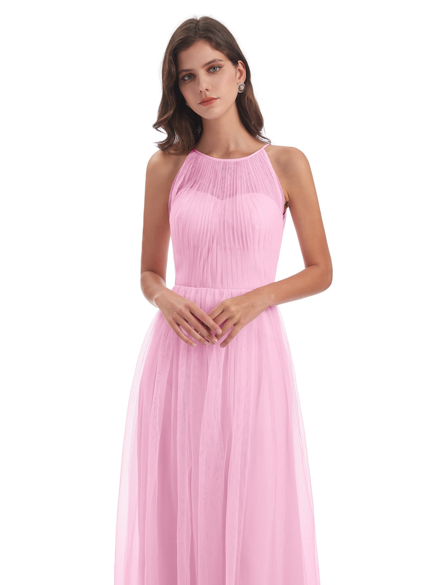 Carla Floor Length Halter Tulle Bridesmaid Dresses