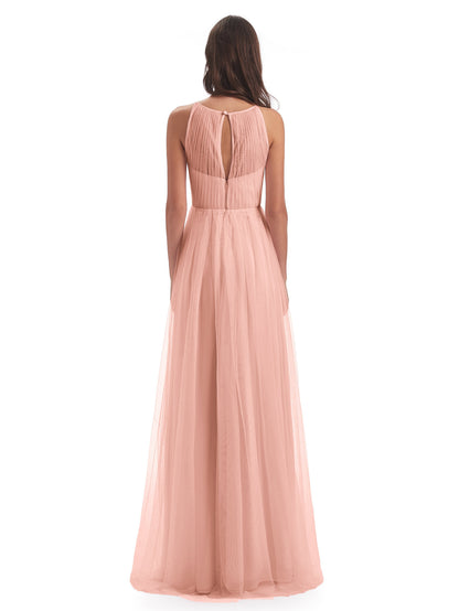 Carla Floor Length Halter Tulle Bridesmaid Dresses