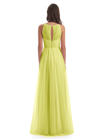 Carla Floor Length Halter Tulle Bridesmaid Dresses