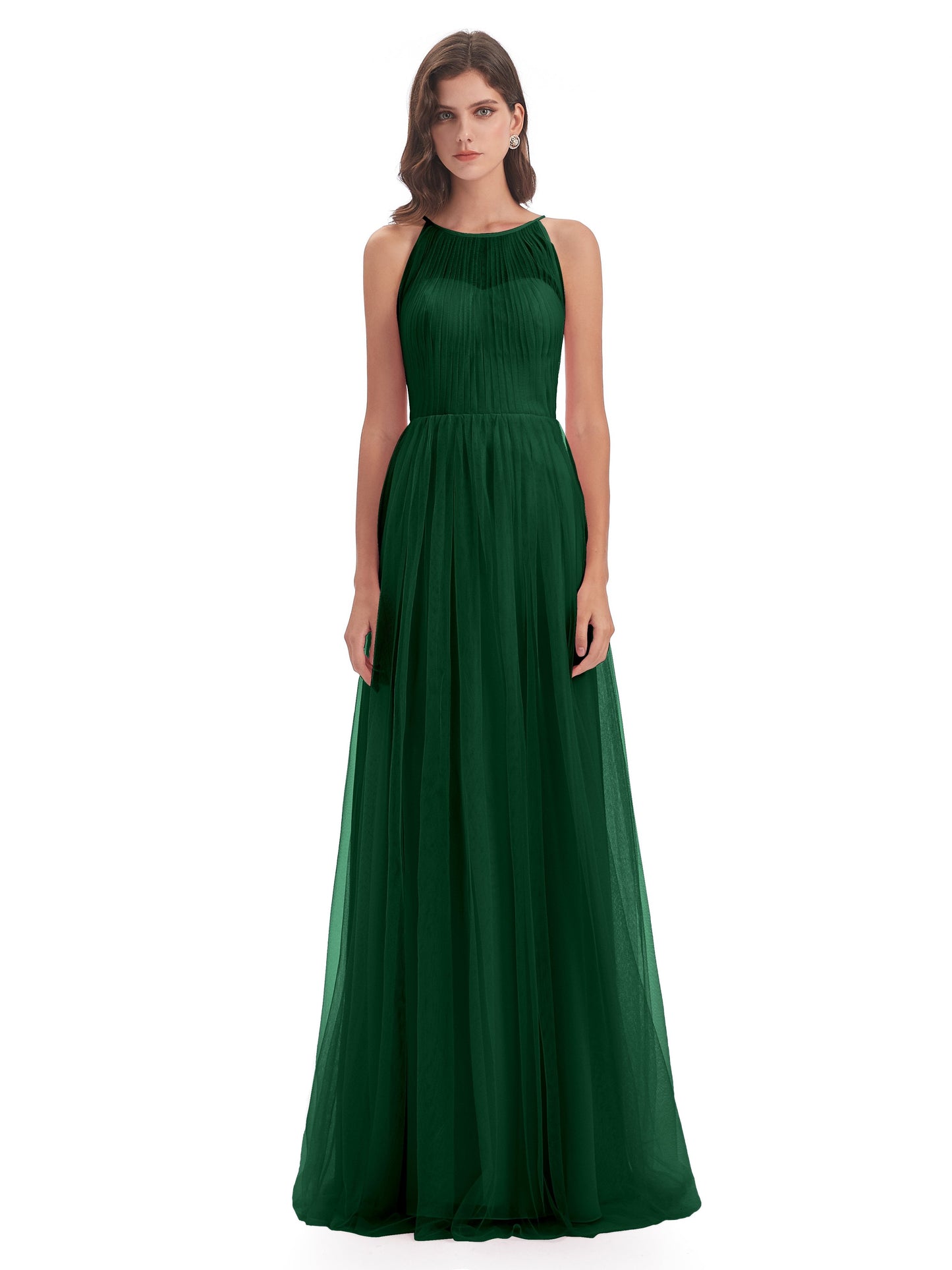 Carla Floor Length Halter Tulle Bridesmaid Dresses
