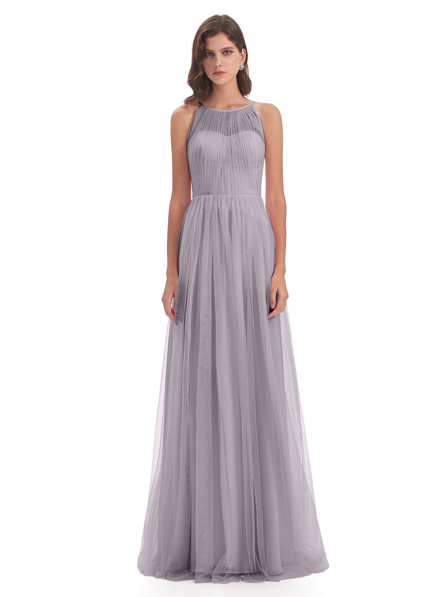Carla Floor Length Halter Tulle Bridesmaid Dresses