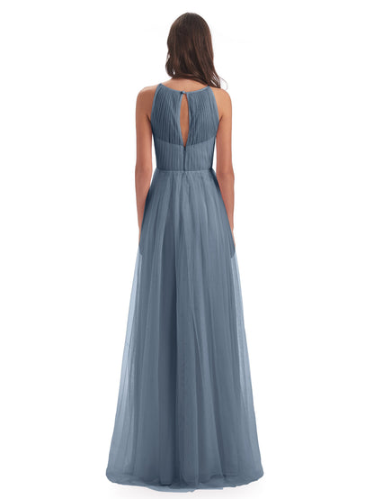 Carla Floor Length Halter Tulle Bridesmaid Dresses