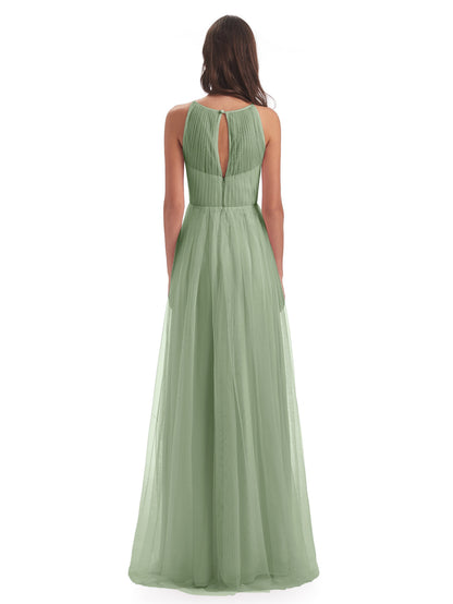 Carla Floor Length Halter Tulle Bridesmaid Dresses