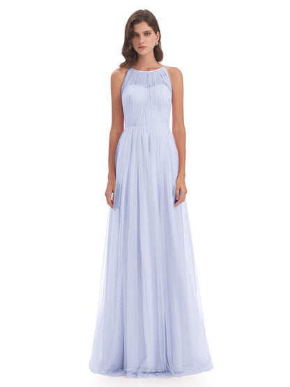 Carla Floor Length Halter Tulle Bridesmaid Dresses