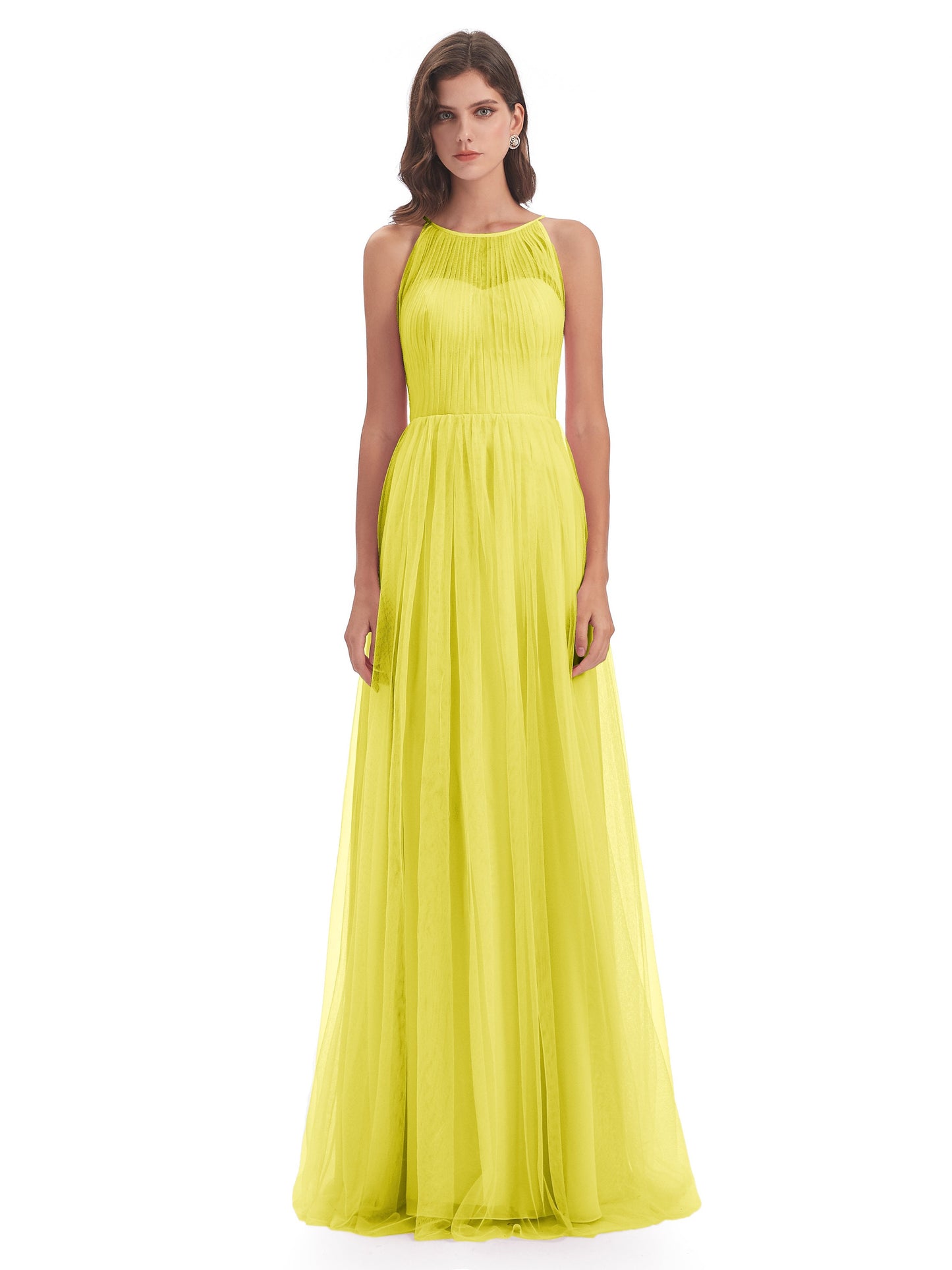 Carla Floor Length Halter Tulle Bridesmaid Dresses