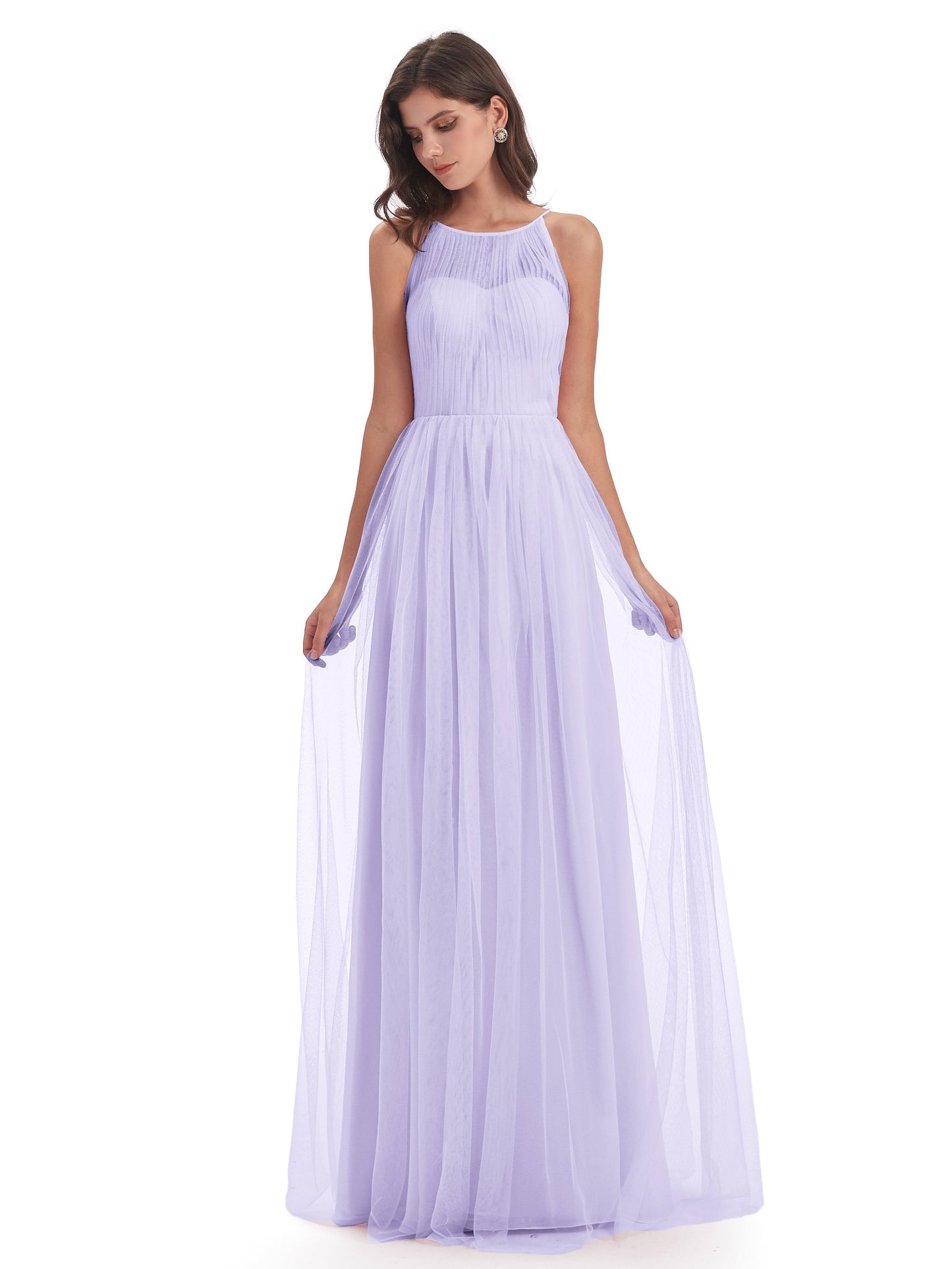 Carla Floor Length Halter Tulle Bridesmaid Dresses