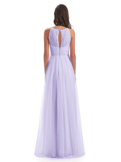 Carla Floor Length Halter Tulle Bridesmaid Dresses