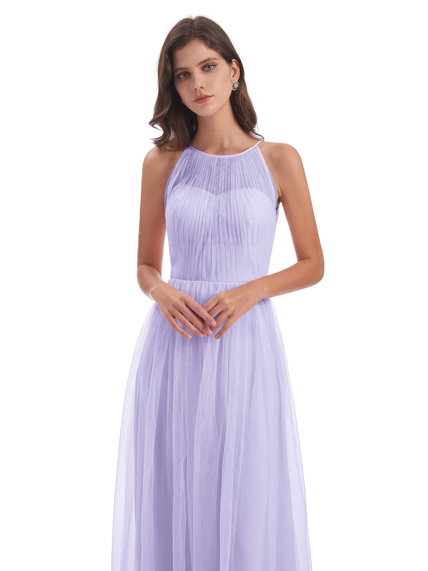 Carla Floor Length Halter Tulle Bridesmaid Dresses