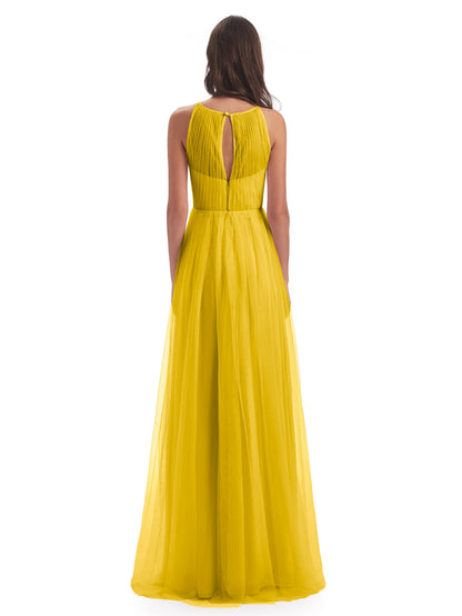 Carla Floor Length Halter Tulle Bridesmaid Dresses