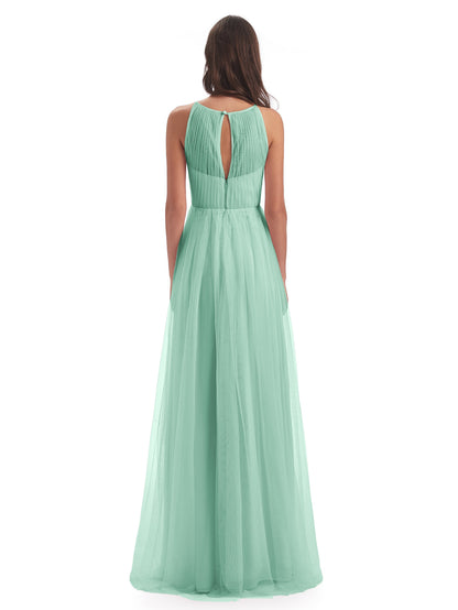 Carla Floor Length Halter Tulle Bridesmaid Dresses