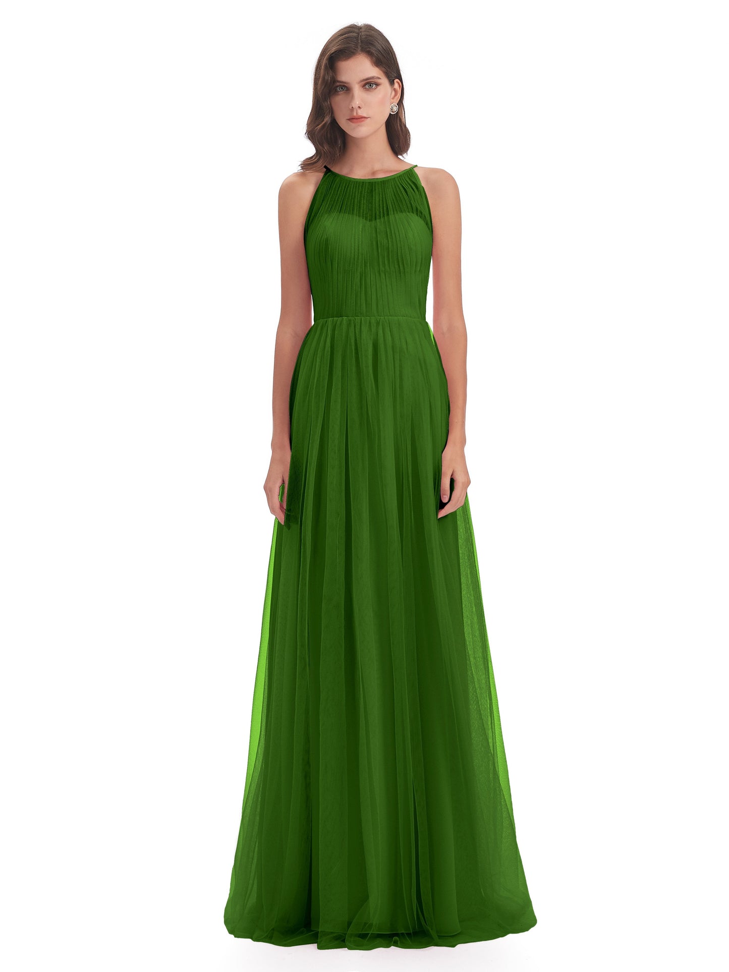 Carla Floor Length Halter Tulle Bridesmaid Dresses