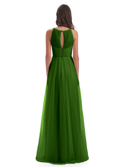 Carla Floor Length Halter Tulle Bridesmaid Dresses