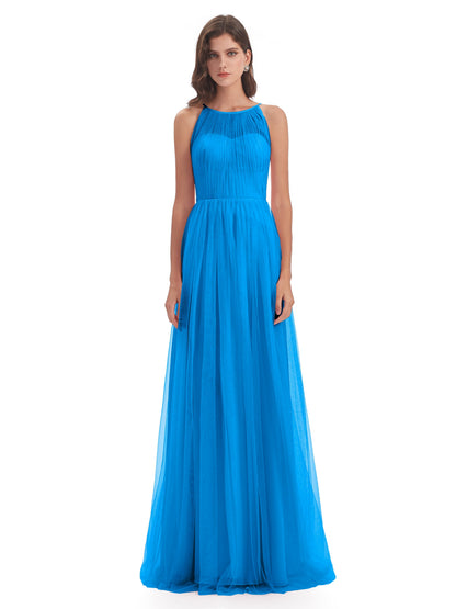 Carla Floor Length Halter Tulle Bridesmaid Dresses