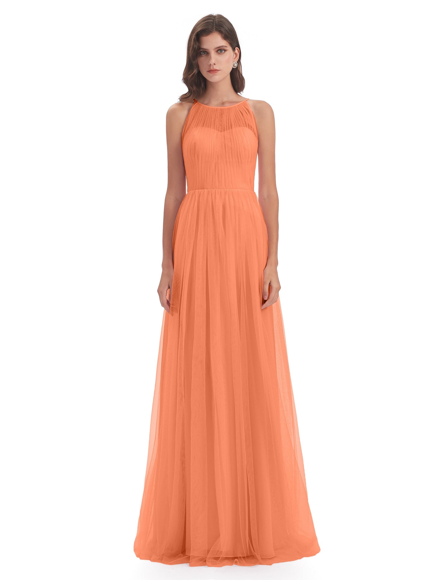 Carla Floor Length Halter Tulle Bridesmaid Dresses