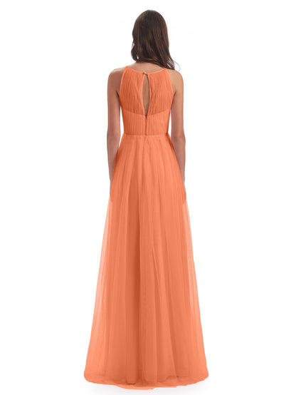 Carla Floor Length Halter Tulle Bridesmaid Dresses