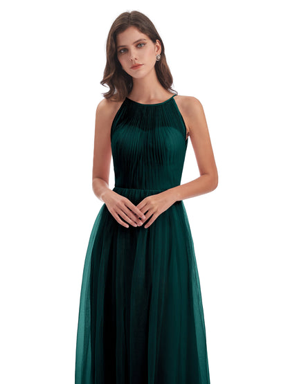 Carla Floor Length Halter Tulle Bridesmaid Dresses