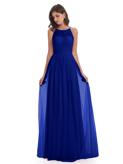 Carla Floor Length Halter Tulle Bridesmaid Dresses
