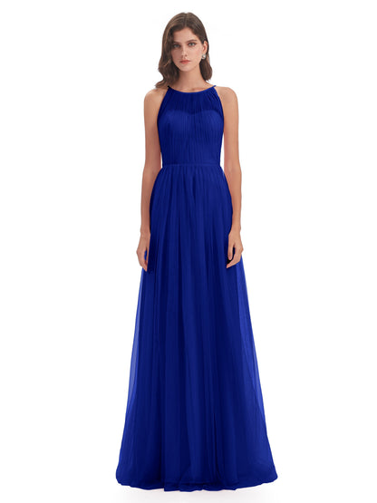 Carla Floor Length Halter Tulle Bridesmaid Dresses