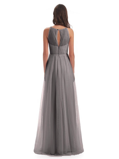 Carla Floor Length Halter Tulle Bridesmaid Dresses