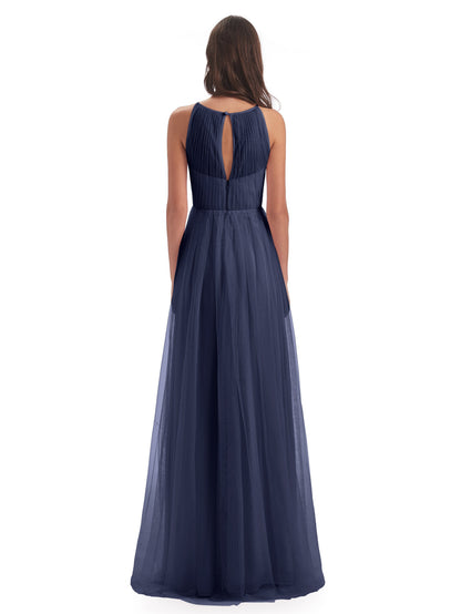 Carla Floor Length Halter Tulle Bridesmaid Dresses