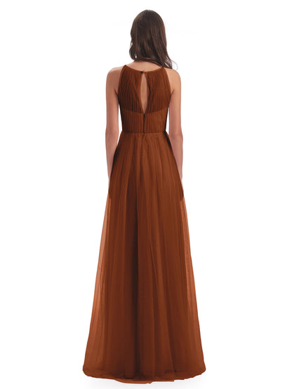 Carla Floor Length Halter Tulle Bridesmaid Dresses