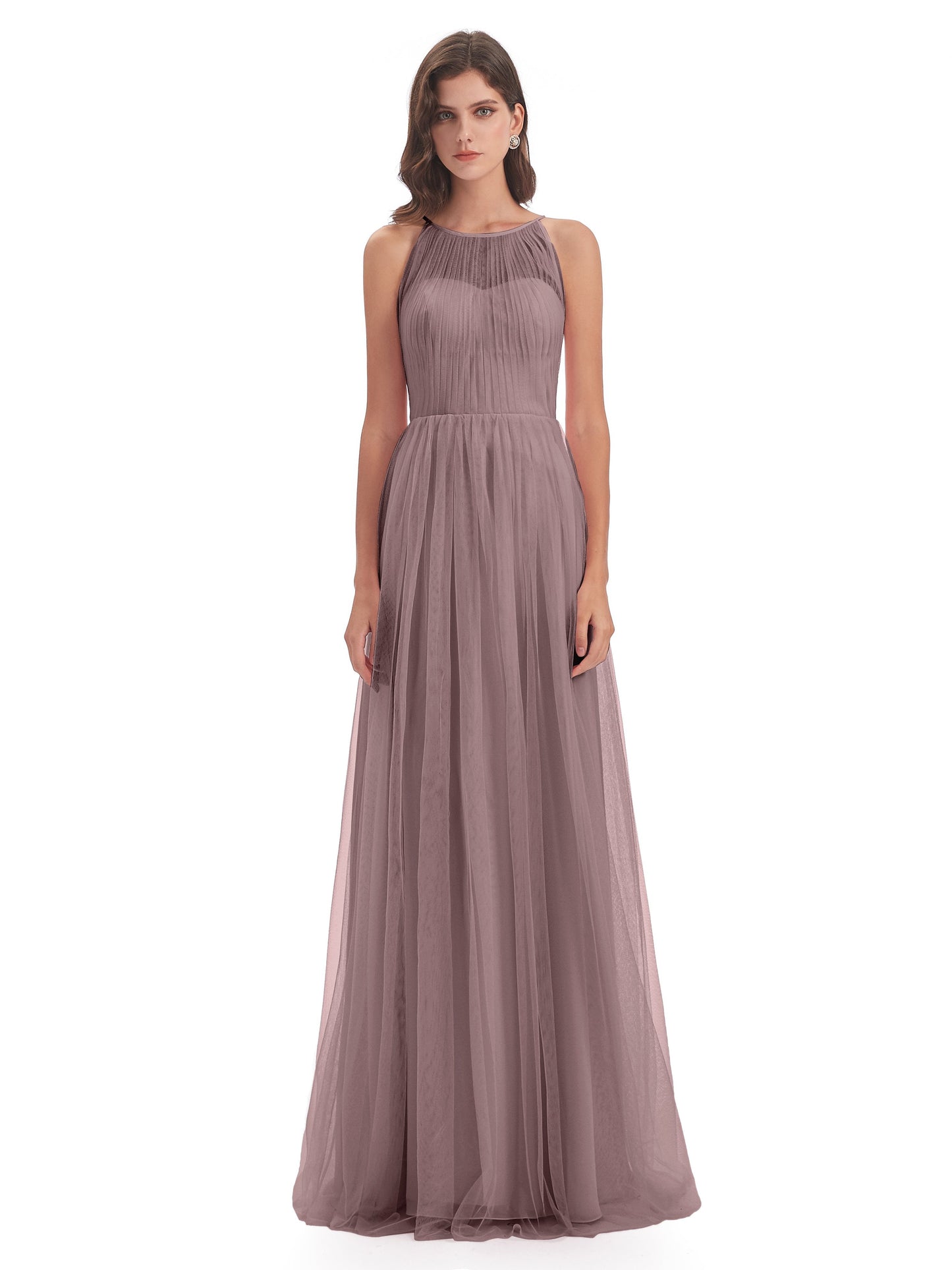 Carla Floor Length Halter Tulle Bridesmaid Dresses